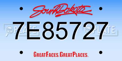 7E85727 South Dakota License Plate