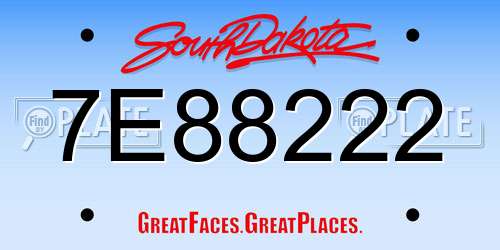 7E88222 South Dakota License Plate