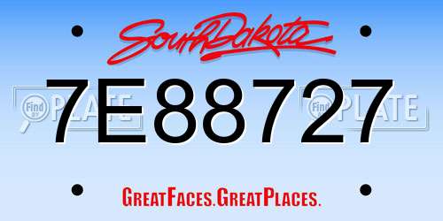 7E88727 South Dakota License Plate