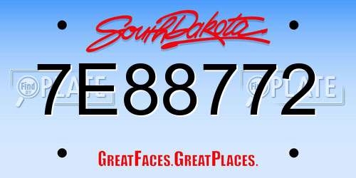 7E88772 South Dakota License Plate