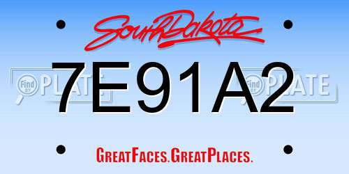 7E91A2 South Dakota License Plate
