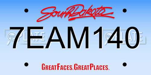 7EAM140 South Dakota License Plate