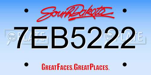 7EB5222 South Dakota License Plate