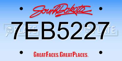 7EB5227 South Dakota License Plate