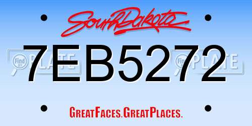 7EB5272 South Dakota License Plate