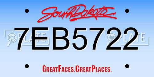 7EB5722 South Dakota License Plate