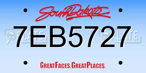 7EB5727 South Dakota License Plate
