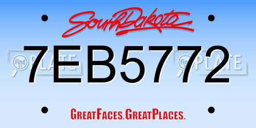 7EB5772 South Dakota License Plate