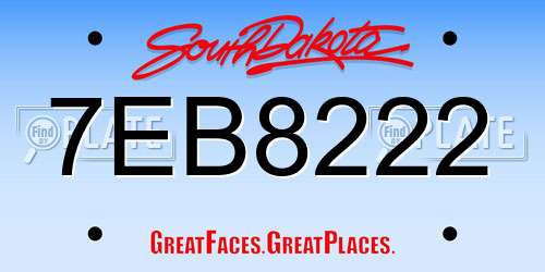 7EB8222 South Dakota License Plate
