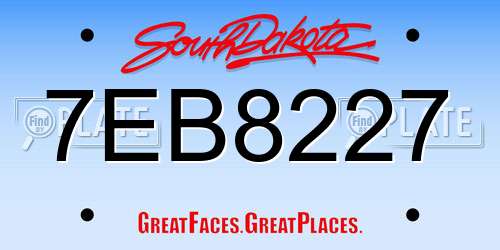 7EB8227 South Dakota License Plate
