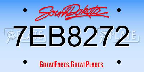 7EB8272 South Dakota License Plate
