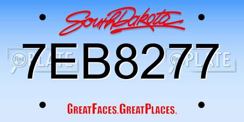 7EB8277 South Dakota License Plate