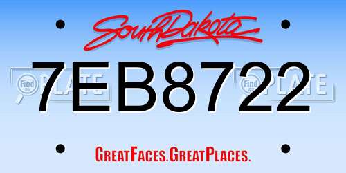 7EB8722 South Dakota License Plate
