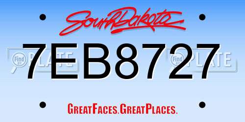7EB8727 South Dakota License Plate