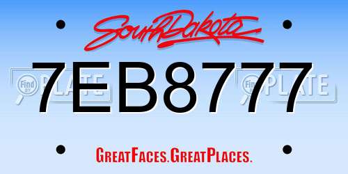 7EB8777 South Dakota License Plate