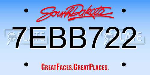 7EBB722 South Dakota License Plate