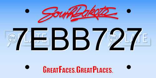 7EBB727 South Dakota License Plate