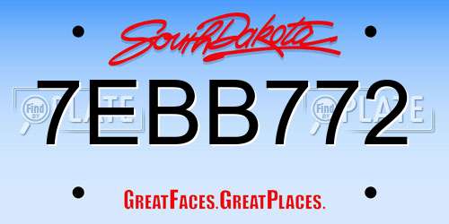 7EBB772 South Dakota License Plate