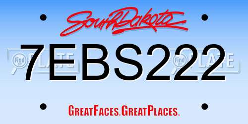 7EBS222 South Dakota License Plate