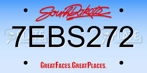 7EBS272 South Dakota License Plate