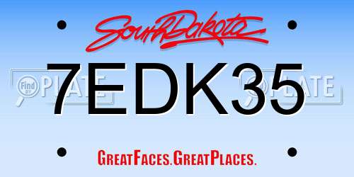 7EDK35 South Dakota License Plate
