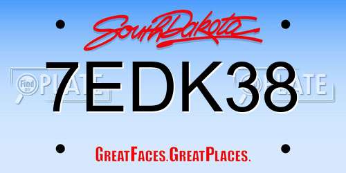 7EDK38 South Dakota License Plate