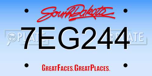 7EG244 South Dakota License Plate