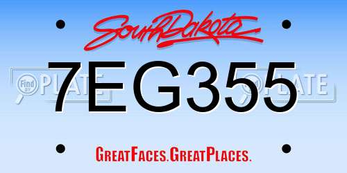 7EG355 South Dakota License Plate
