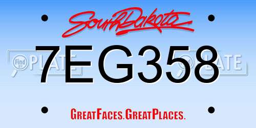 7EG358 South Dakota License Plate