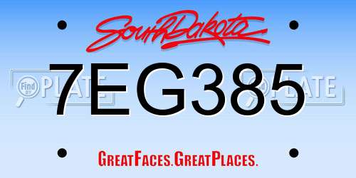 7EG385 South Dakota License Plate