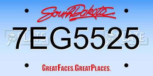 7EG5525 South Dakota License Plate