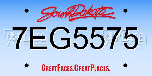 7EG5575 South Dakota License Plate
