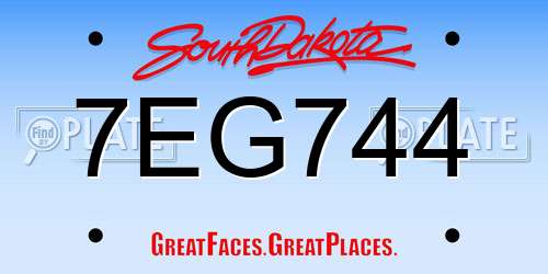7EG744 South Dakota License Plate