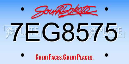 7EG8575 South Dakota License Plate