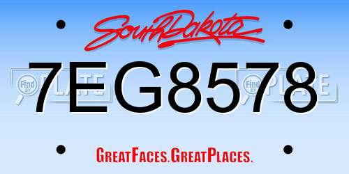 7EG8578 South Dakota License Plate