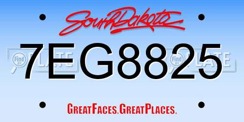 7EG8825 South Dakota License Plate