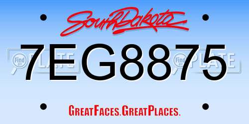 7EG8875 South Dakota License Plate