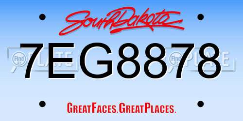 7EG8878 South Dakota License Plate