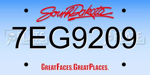 7EG9209 South Dakota License Plate