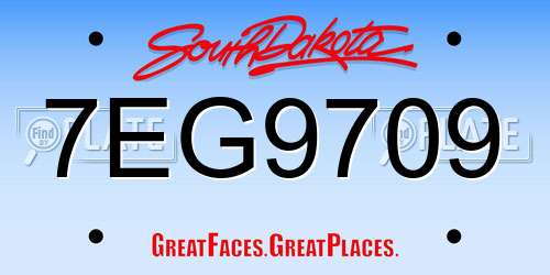 7EG9709 South Dakota License Plate