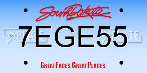 7EGE55 South Dakota License Plate