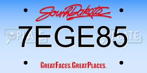 7EGE85 South Dakota License Plate