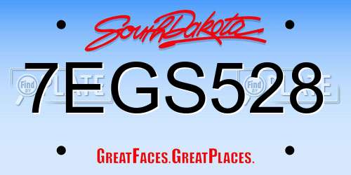7EGS528 South Dakota License Plate