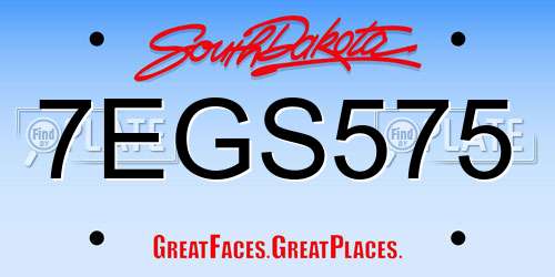 7EGS575 South Dakota License Plate