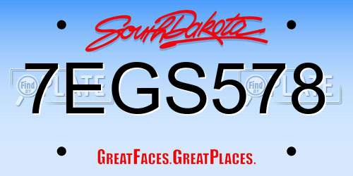 7EGS578 South Dakota License Plate