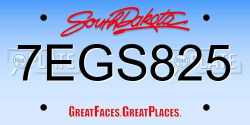 7EGS825 South Dakota License Plate
