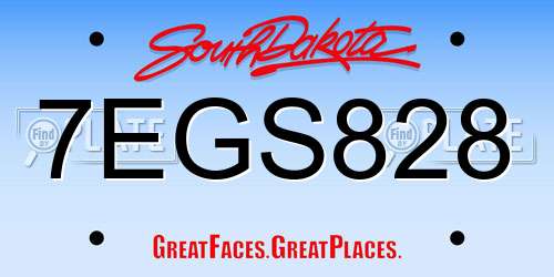 7EGS828 South Dakota License Plate