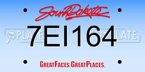 7EI164 South Dakota License Plate