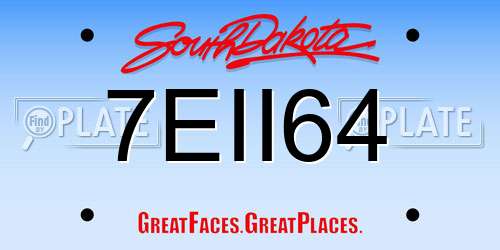 7EII64 South Dakota License Plate