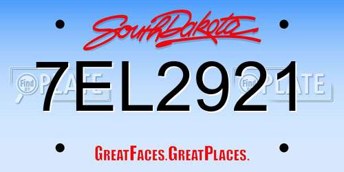 7EL2921 South Dakota License Plate